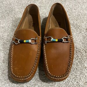 Riomar Tan Leather Loafers with Colorful Accent